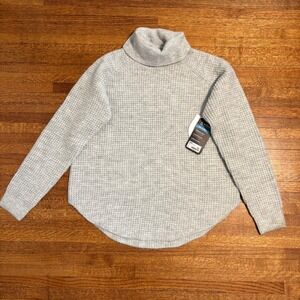 Kuhl Siena Sweater XL Ash Gray Chunky Textured Knit Cowl Neck Relaxed Fit